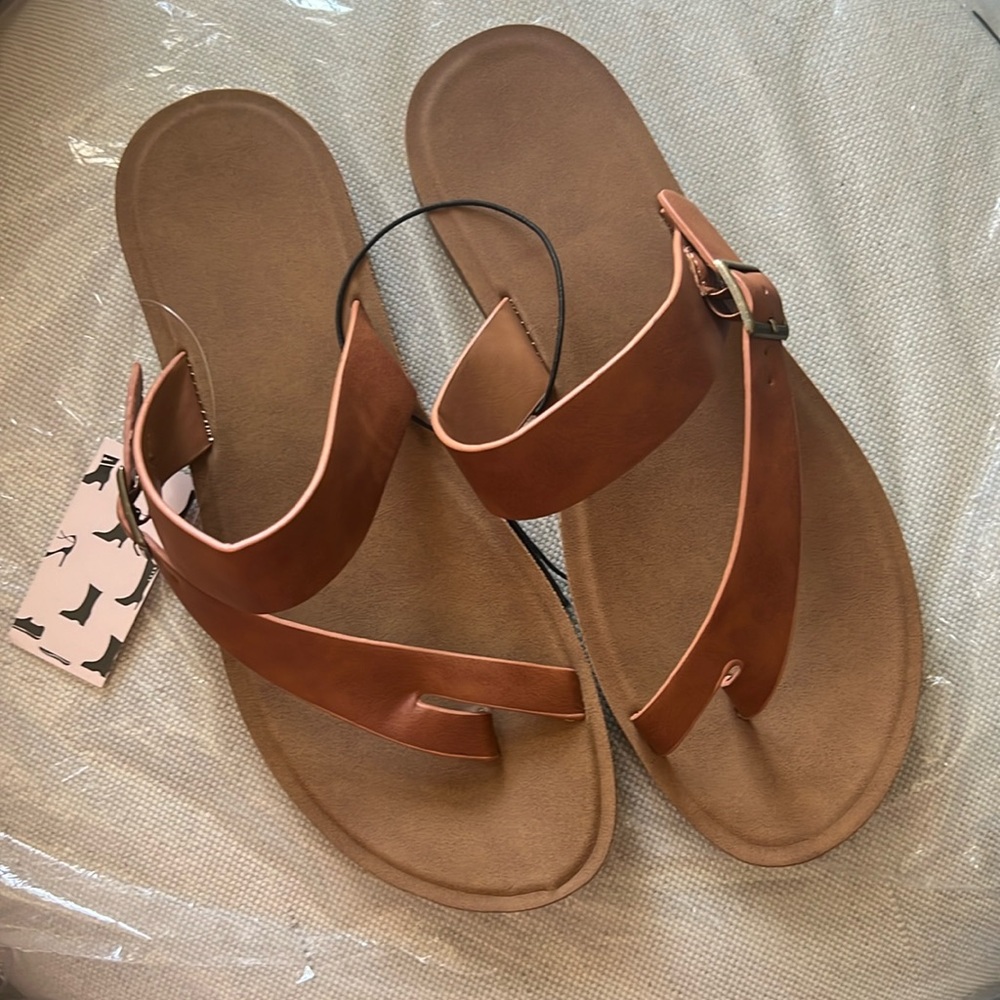 Women’s Mysoft Flat Open/Toe Brown Boho Slip on Summer Sandal w Buckle, Size 6🩴 - Picture 8 of 14